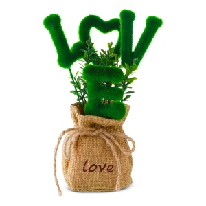 Artificial Plant in Love Design with Jute Base Bag Green/Beige